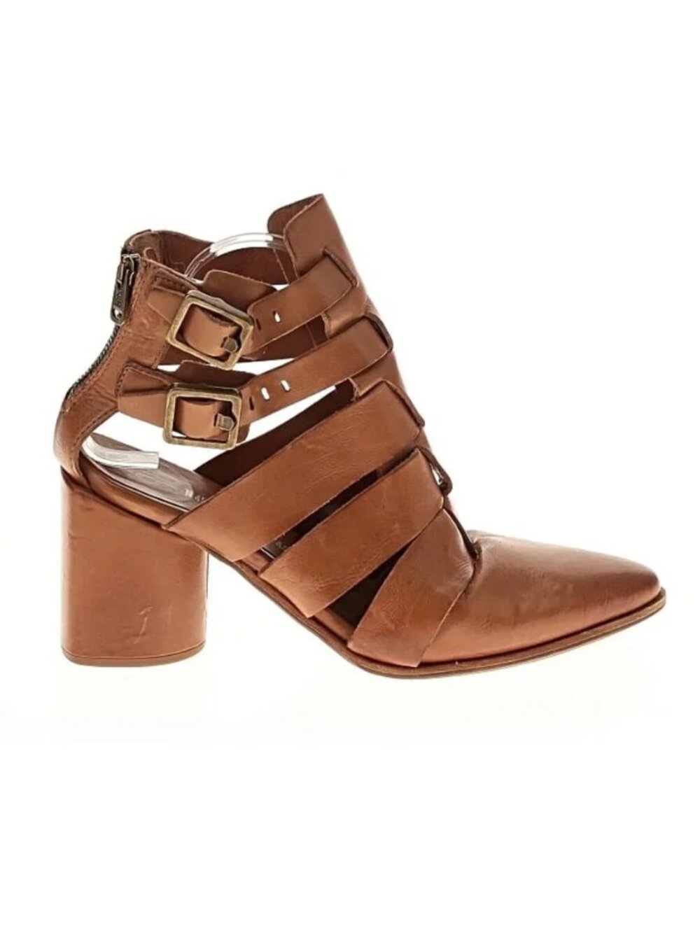 A.S. 98 Evie Zip Up Back Zipper Strappie Block Heel Chunky Ankle Bootie Boots 41